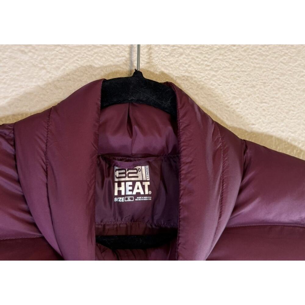 32 Degrees Heat Womens XL Lightweight Packable Puffer Vest Burgundy - Picture 7 of 8